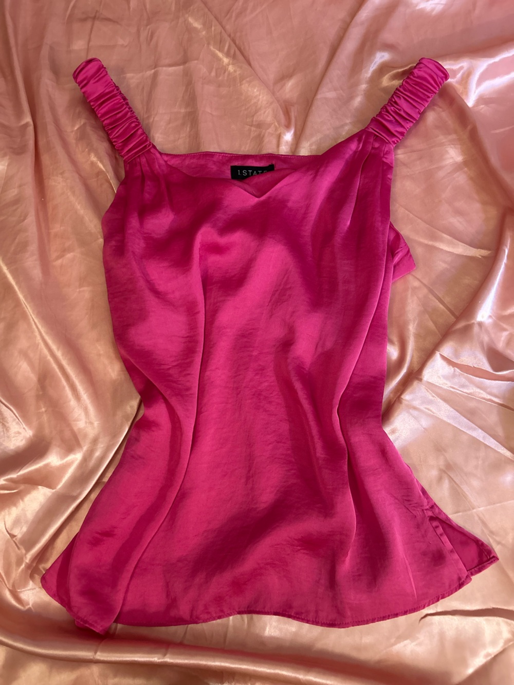 1.STATE Vibrant Hot Pink V-Neck Slip Top